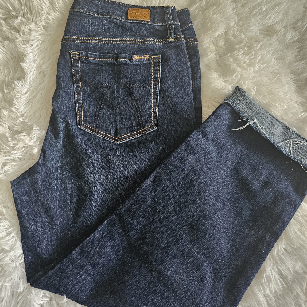 Seven7 Dark Blue Ankle & Cropped Jeans